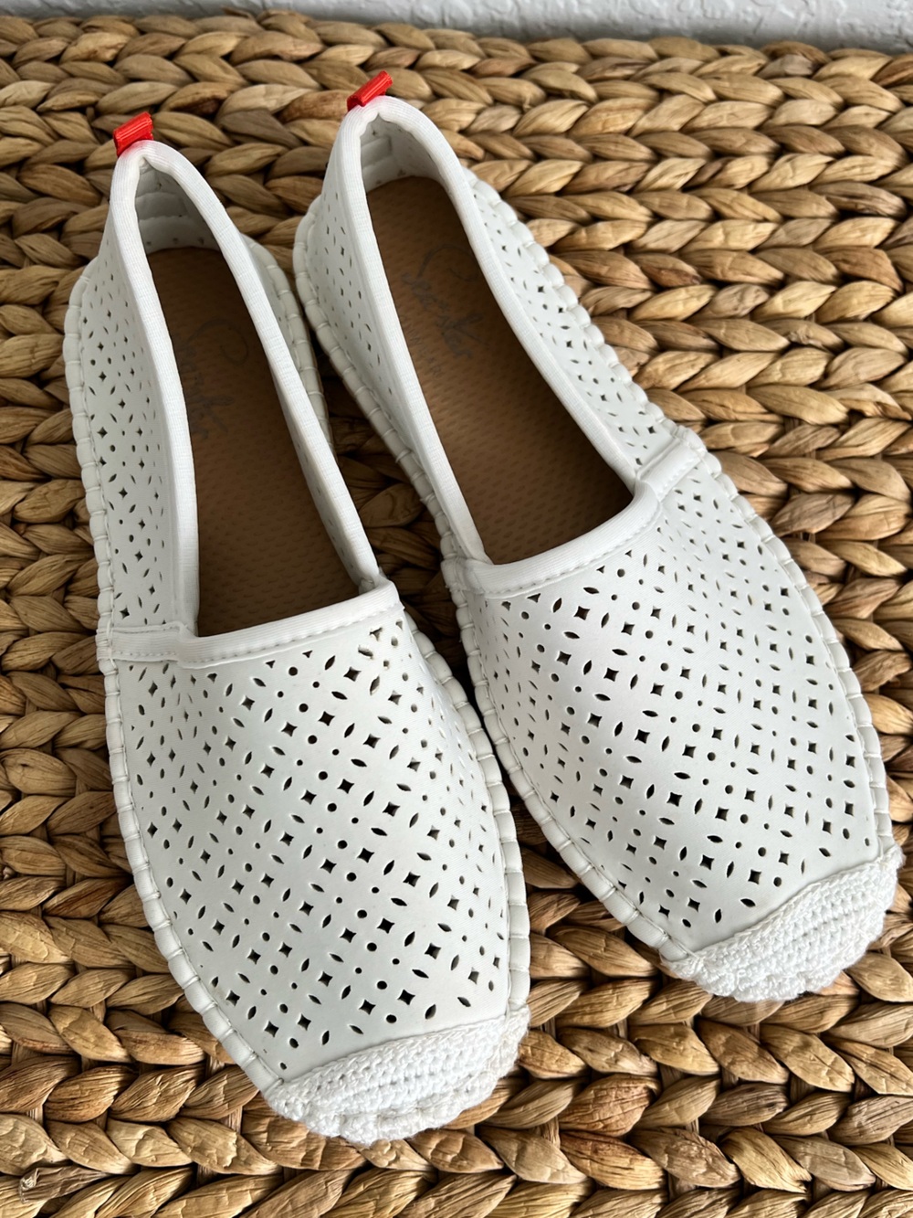 Women’s White SeaStar Beachwear water shoes. Perforated Espadrille Slip-On